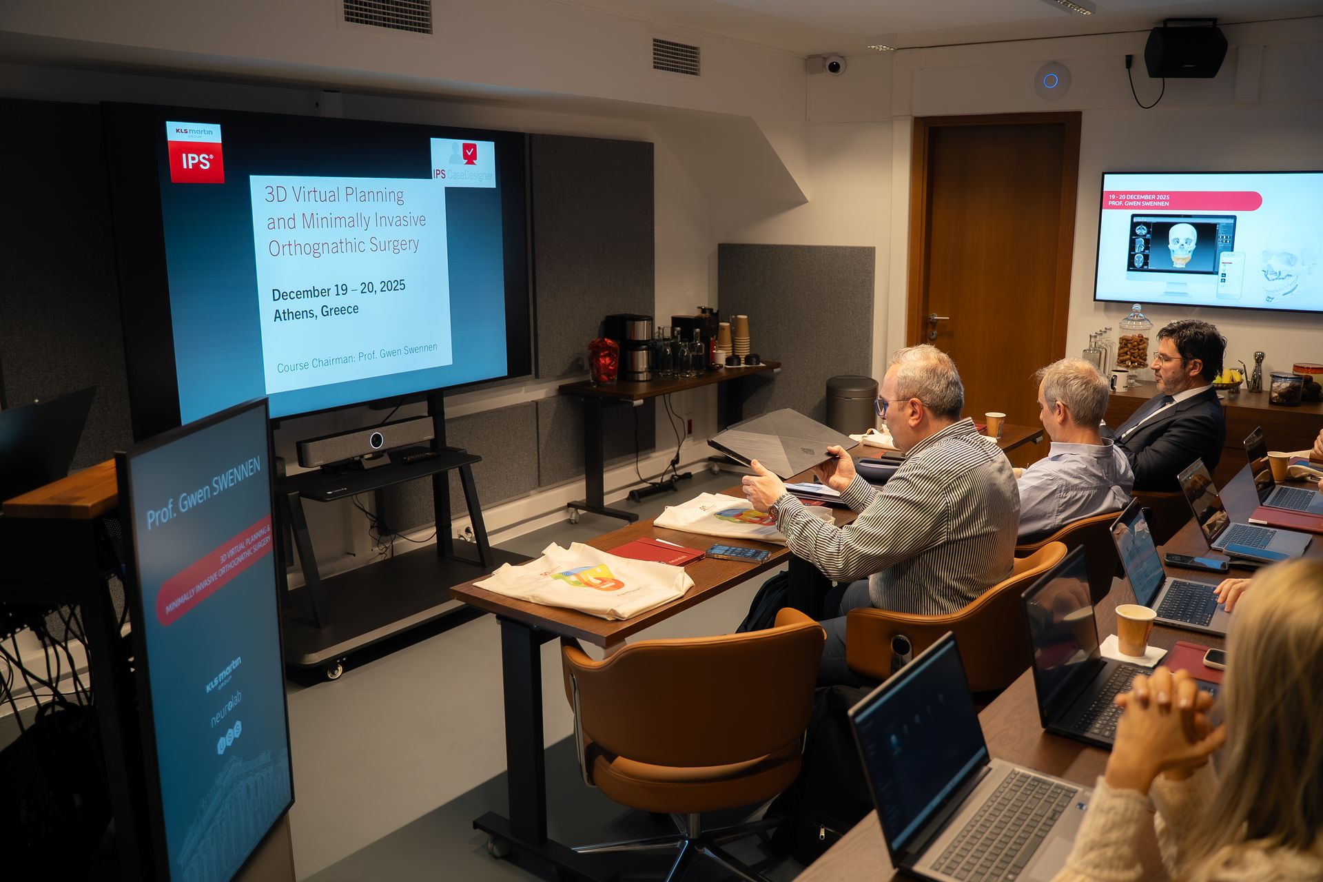 Cadaveric lab at NeuroLab with screens at every station