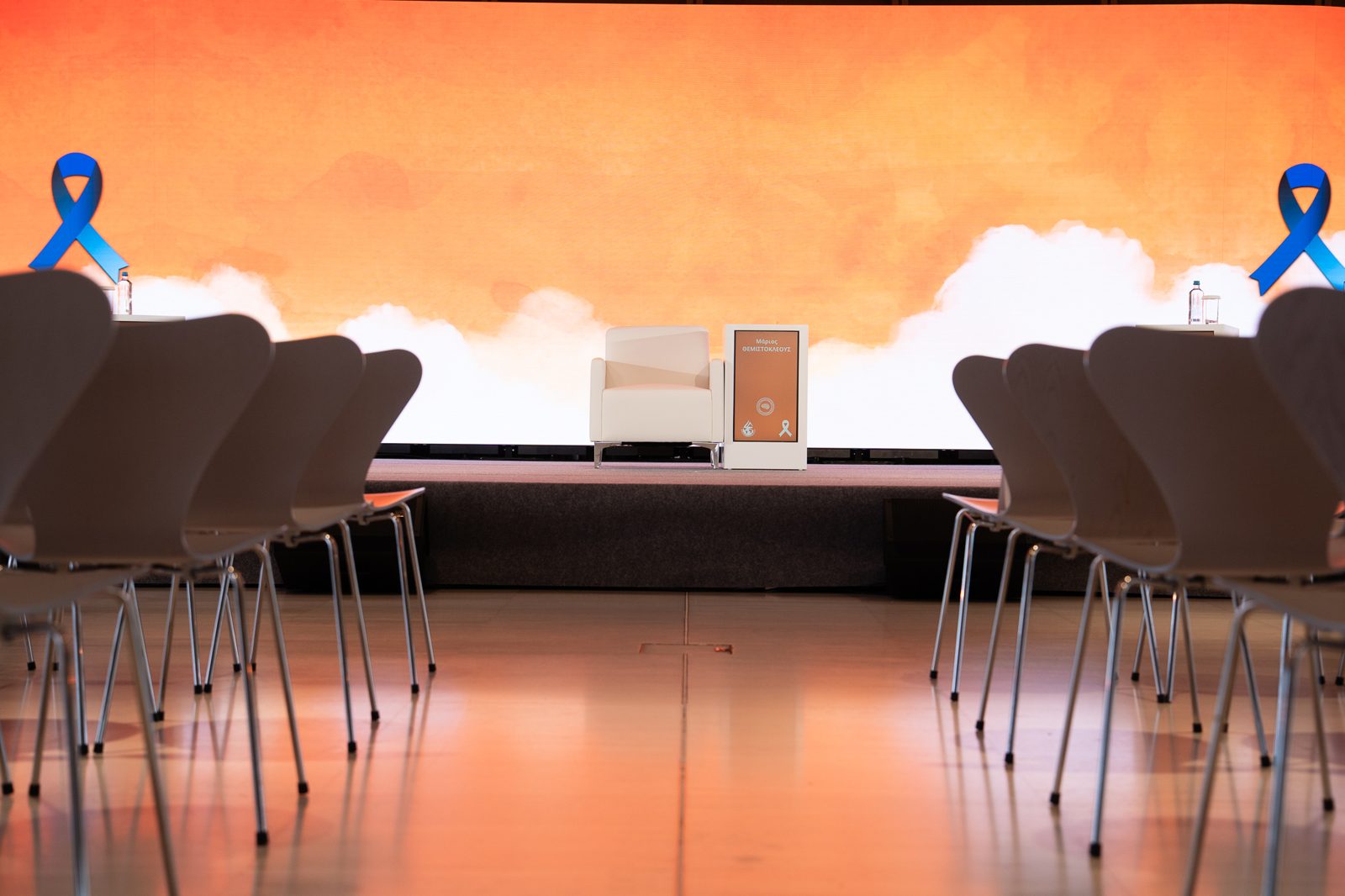 Orange LED backdrop before the doors open